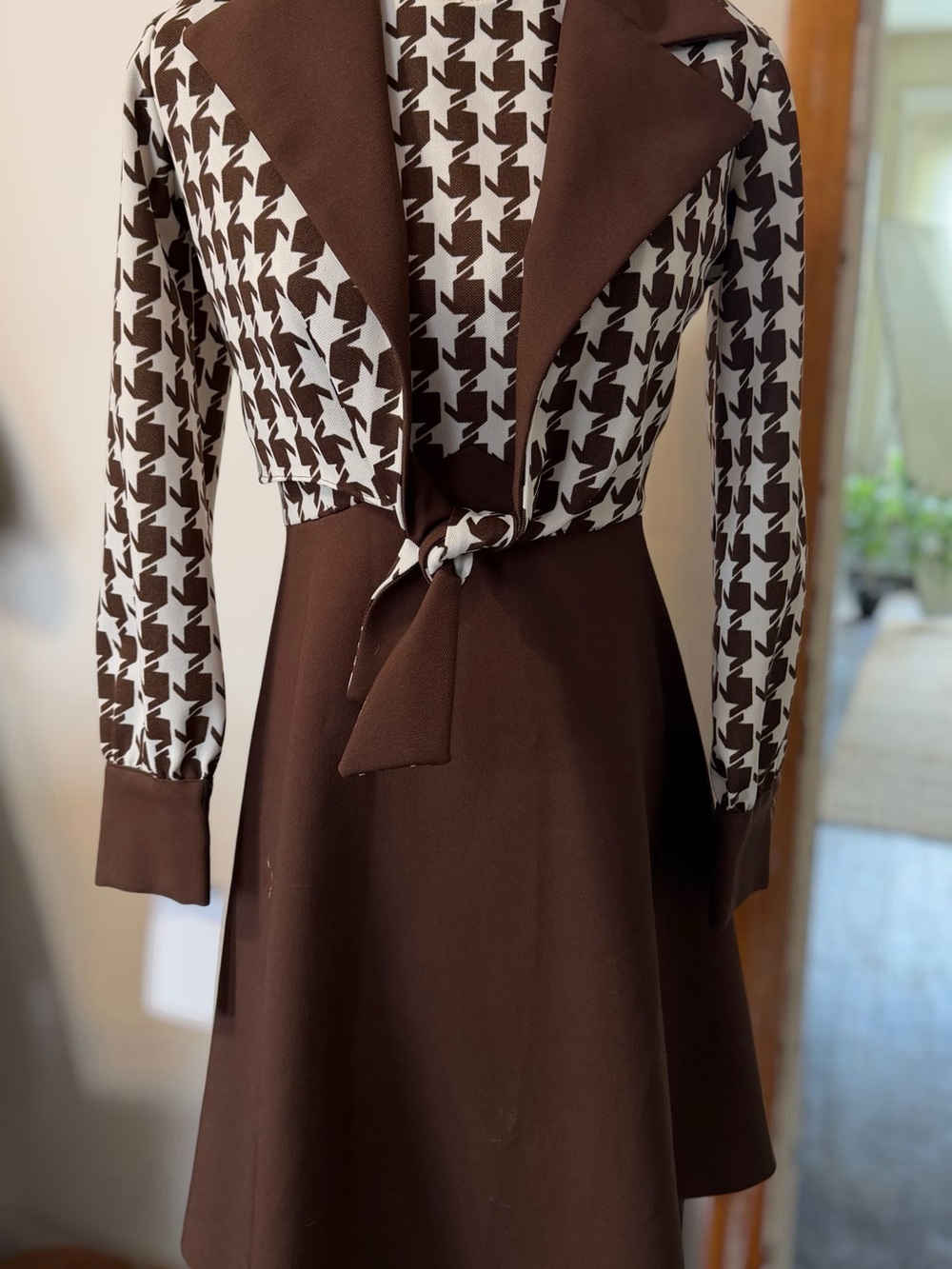 1950s Brown and White Mod Day Dress